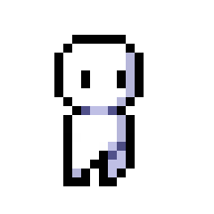 Little idle character standing next to the logo